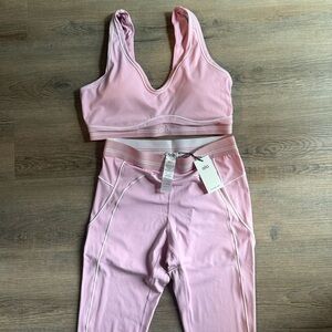 Pink and white workout set